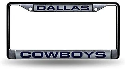 Dallas Cowboys BLACK LASER FRAME Chrome Metal License Plate Cover Tag Football • $24.79