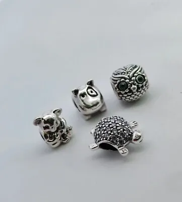 £20.01 • Buy Lot Of 4 Sterling Silver PANDORA Charms Beads All Different Animal Theme Designs