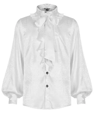 Punk Rave Gothic Steampunk Dandy Vampire Dress Shirt Top & Tie White Jacquard • $79.57