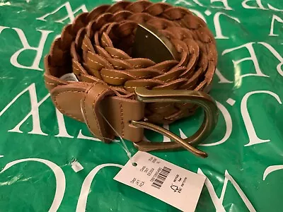 J Crew Wide Braided-leather Belt  RICH CARAMEL Size M/L Item BI506 NWT • $58