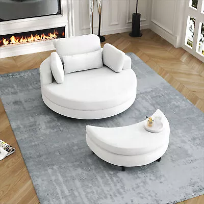 Modern 51in Sofa Rest Daybed With Ottoman Corduroy Upholstered Beige • $829.99