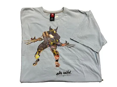 Ecko Unltd Marvel Wolverine Black Rhino Exhibit  Blue T-Shirt Men's L  Y2K Rare • $100