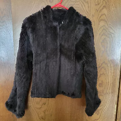 Max Studio 100% Rabbit Sweater Jacket Sz. M Black • $42.99