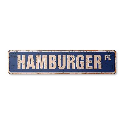 HAMBURGER Vintage Street Sign Metal Plastic Food Fast Restaurant Diners • $28.99