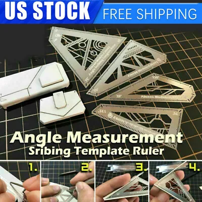 $7.89 • Buy Angle Measurement Scribing Template Ruler Model Building Tools 4in1