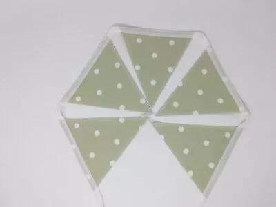 Laura Ashley White Spots Sage Green Handmade Bunting 5 Flags • £9.99