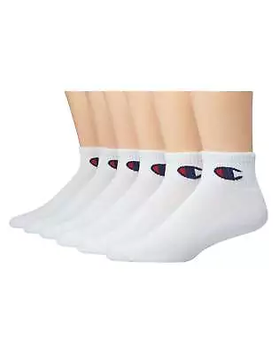 Champion Ankle Socks Men 6 Pack Wicking Arch Support Cushioned Knit Logo Sz 6-12 • $15