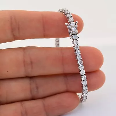 4.00 Ct Top Quality Natural Round Diamond Tennis Bracelet  9k White Gold • £1299