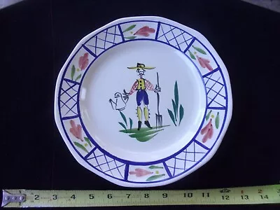 Vintage Bruce Stebner Hand Painted Folk Art 10  Decorative Plate Used Free Ship • $29.99