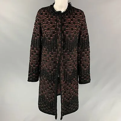 $552 • Buy M MISSONI Size US 6 / IT 42  Black & Red Acrylic Blend Metallic Coat