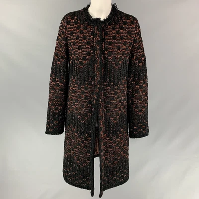 $414 • Buy M MISSONI Size US 6 / IT 42  Black & Red Acrylic Blend Metallic Coat
