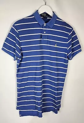 POLO Ralph Lauren Polo Shirt Mens Medium Blue Short Sleeve Custom Rugby Preppy • £19.99