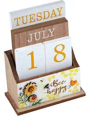 £13.99 • Buy Wooden Perpetual Calendar Desktop Eternal Calendar Blocks - Bumble Bee