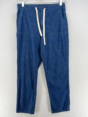 J.CREW Jeans Womens S Utility Cotton Denim Drawstring Elastic Waist Blue • $19.99