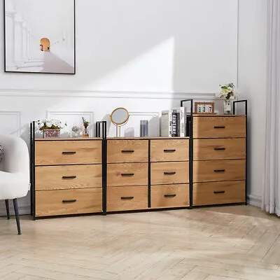 3/4/6 Drawers Chest Of Drawers Bedroom Storage Cabinet Fabric Organizer Unit Oak • £19.95