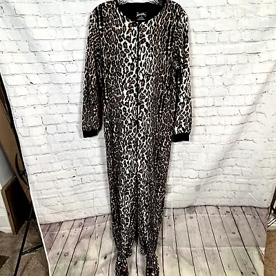 Nick And Nora Size Small One Piece Full Zip Leopard Print Footed Pajammas • £31.76