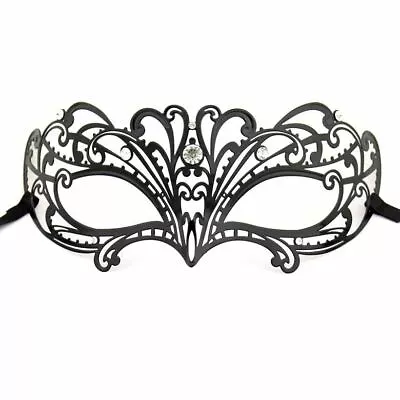 Lady Half Face Venetian Laser Cut Metal Mask With Sparking Rhinestones • $15.70