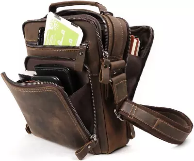 Genuine Leather Small Messenger Bag For Men Vintage Shoulder Crossbody Bags For  • $90.99