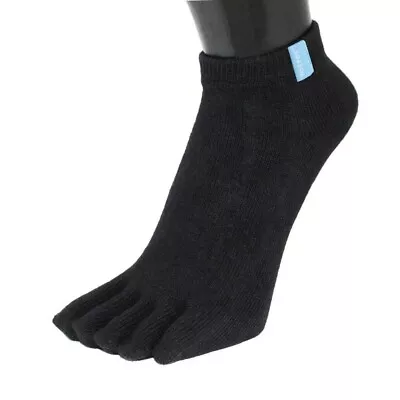 TOETOE Essential Everyday Cotton Trainer Five Finger Running Toe Socks Black ... • £8.99