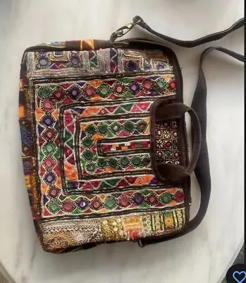 Fair Trade Laptop Case/briefcase From Rajasthan India Kantha Shisha Suede • £35