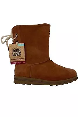 Muk Luks Water-Repellent Suede Mid Winter Boots Ziggy Rodeo Cognac • $29.99