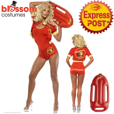 CA2835 Lifeguard Babe Womens Costume + Bum Bag Beach Adult Fancy Dress Up 90's • $37.50