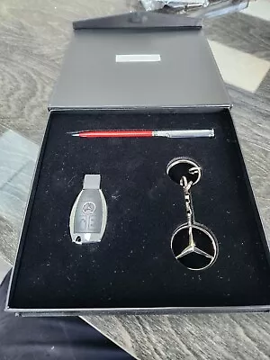 Genuine Mercedes-Benz Ballpoint Pen & USB Stick With Keyring Set Of 3 Gift Set • $50.52