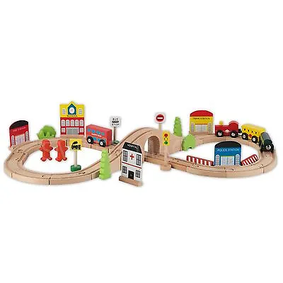 Chad Valley 75 Piece Wooden Train Set Track Fits In Brio ELC Thomas Tank Friends • £34.95