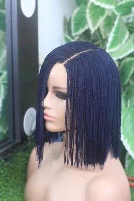 £40 • Buy Hand Braided Wig - Center Part Blunt Cut Twist : In Colour Blue