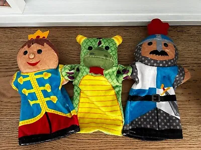 Melissa & Doug Palace Pals Hand Puppets X 3 Dragon King And Knight. Hardly Used. • $11.19