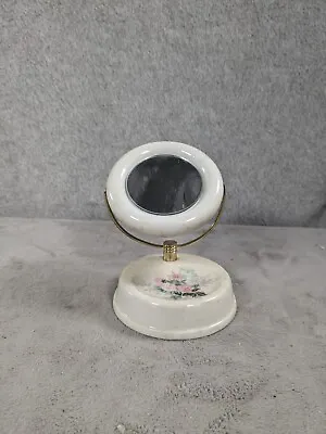 Vintage 5  Cute Moss Rose Porcelain Vanity Make-Up Mirror Tabletop • $19.98