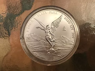 Mexican Libertad 2020 UNC 1 Oz Fine Silver Coin .999 In Protective Capsule. • $60