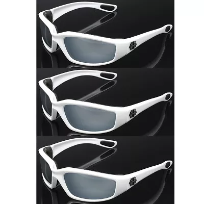 3 PAIR COMBO White Choppers Wind Resistant Padded Motorcycle Riding Sunglasses • $14.99