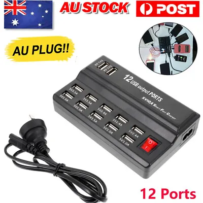 $26.99 • Buy 12 Port USB Hub Charging Station Phone Charger Multi Dock Charger Power Adapter