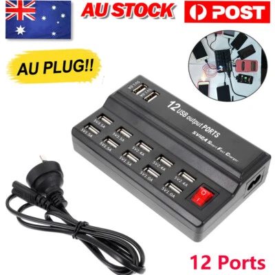$24.59 • Buy 12Port Quick Charge Multi USB Charging Station Desktop Phone Charger HUB AU Plug