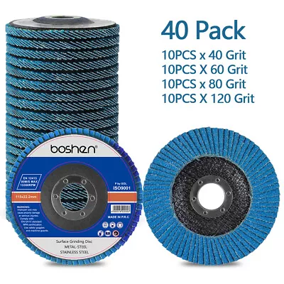 40 Pack 4.5  4-1/2  Zirconia Flap Disc 40 60 80 120 Grit Sanding Grinding Wheel • $38.88
