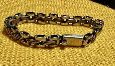 Laton Taxco Sterling Silver And Brass Vintage Bracelet Singed • $30