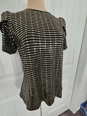 Michael Kors Black And Gold Blouse Size S NWT Shine Glitz Glamour • $40