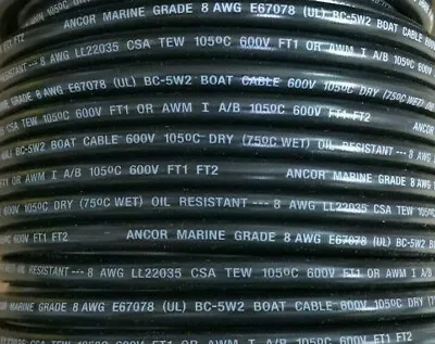 Wire Marine Boat Tinned Copper 8ga Black 20 Feet Roll 111010 Wiring Electrical • $39.55
