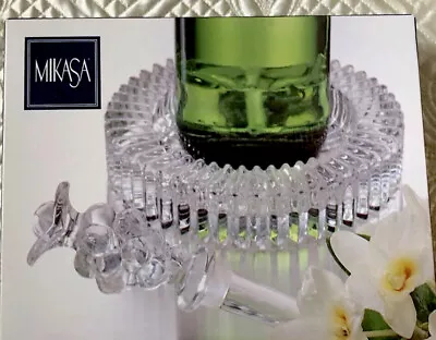 Mikasa Diamond Fire Crystal Wine Set Crystal Wine Holder & Bottle Stopper • $14