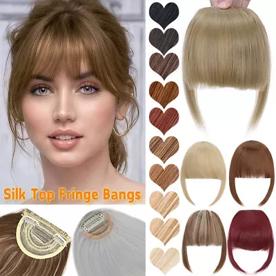 $8.80 • Buy 100% Natural Fringe Bangs Thick Clip In Hair Extension One Piece Real As Human