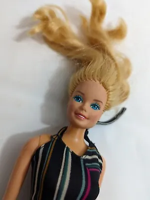 Vintage Early 80s Barbie With Striped Halter Dress  • $29.99