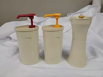 Vintage Tupperware Ketchup & Mustard Pump & Salad Dressing Dispensers  • $12