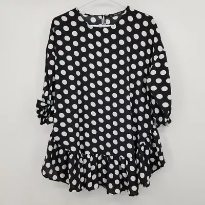 Zara Basic Polka Dot Peplum Hem 3/4 Sleeve Tunic Dress Size Small • $15