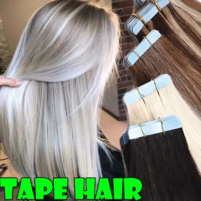 £100.39 • Buy CLEARANCE 40PCS=100G Thick Tape In Remy Human Hair Extensions Full Head White UK