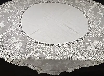 Mary Card WOODLAND Animals Collectible Crochet Lace Table Cloth 1930s Vintage • $899