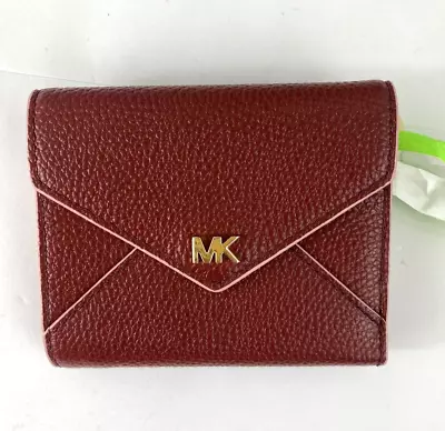 Michael Kors Wallet Mott Slim Envelope   Leather Brandy Red  Small W16 • $59.99