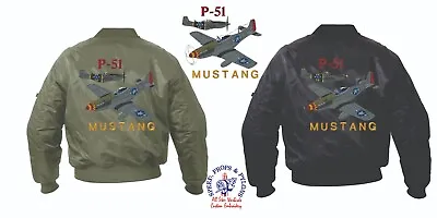 P-51 Mustang Youth WWII Aircraft MA-1 Jacket Design 2 Full Embr Back And Crest • $100