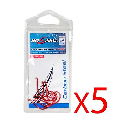 5 Pack Of Chemically Sharpened Octopus Beak RED Fishing Hooks SPECIAL Tackle • $7.99