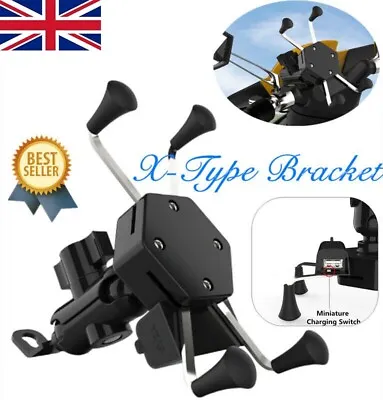 Universal X-Grip RAM Motorcycle Bike Car Mount USB Charger GPS Holder For Phone • £8.49